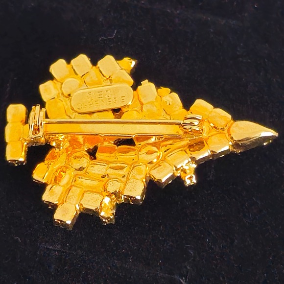 Eisenberg Ice Christmas Tree Pin Rhinestone Green Red Gold Tone‎ Brooch - Picture 5 of 16